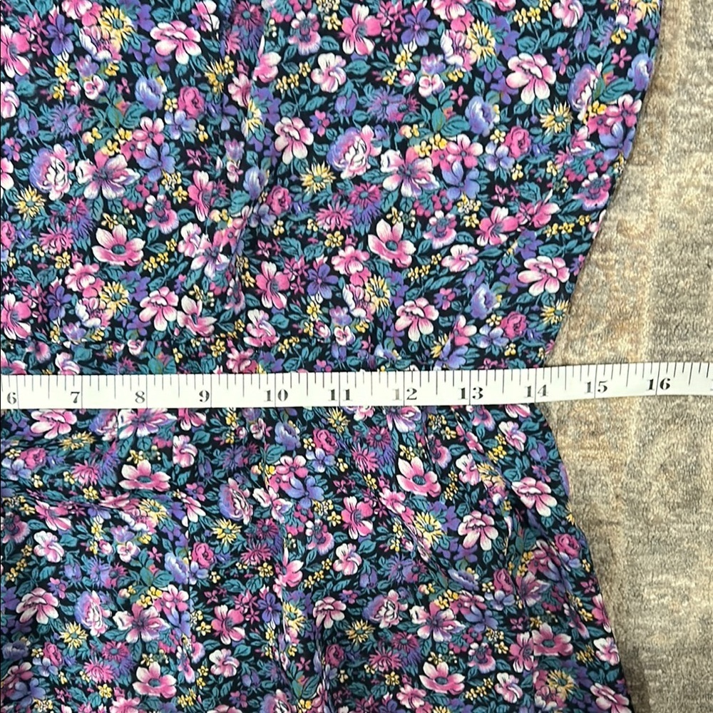 Karin Stevens V Neck Peter Pan Collar  Sheer Flutter Floral Purple Dress Size 10 - Picture 10 of 12